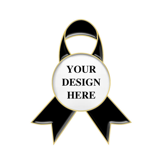 Custom Funeral Ribbon Pins with Gold Plating