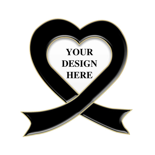 Custom Mourning Ribbon Enamel Pin with Gold Plating