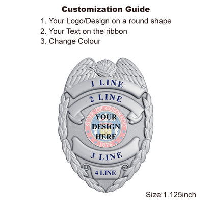Silver Custom Police Detective Badge with UV seal, perfect for private detective badge, NYPD props or junior detective programs