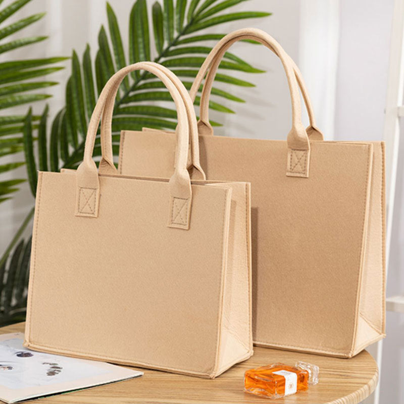 Beige Felt tote bag with custom logo