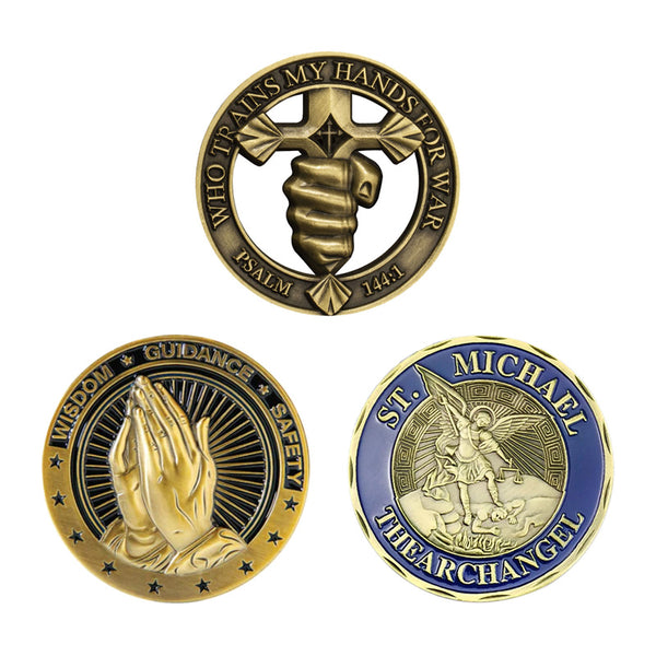 Religious-themed custom coins with different 3D designs