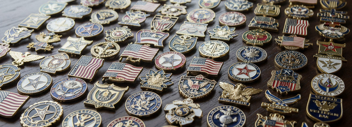 Customized military metal pins for my veteran group, and they were a hit! And the craft is very delicate. There are around 100 pieces veteran metal pins on a table to show