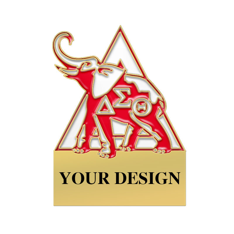 Gold Sorority Pin with Custom Design; Delta Sigma Theta; Elephant