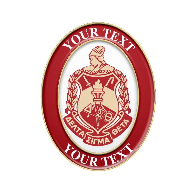 Gold Sorority Pin with Custom Design; Delta Sigma Theta; Oval