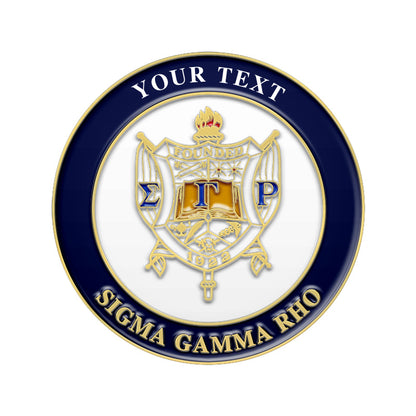 Gold Sorority Pin with Custom Text; Sigma Gamma Rho