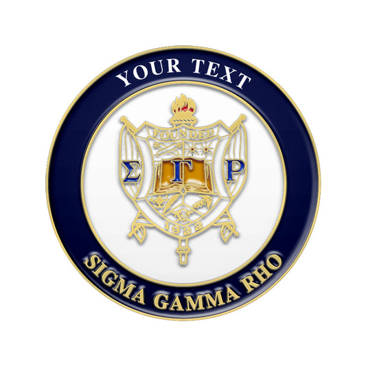 Gold Sorority Pin with Custom Text; Sigma Gamma Rho