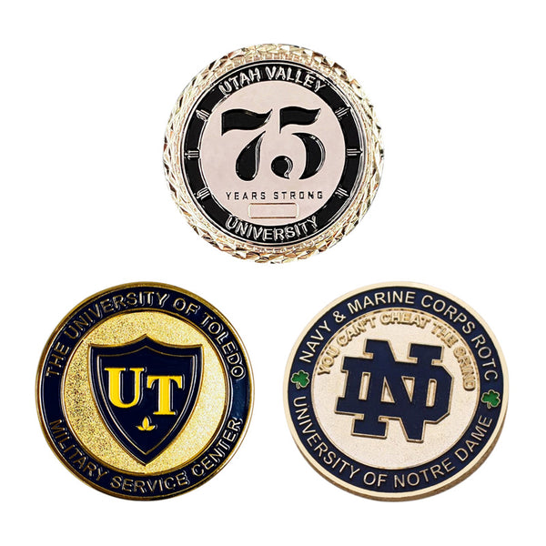 Educational institution-themed custom coins for graduation, commemoration