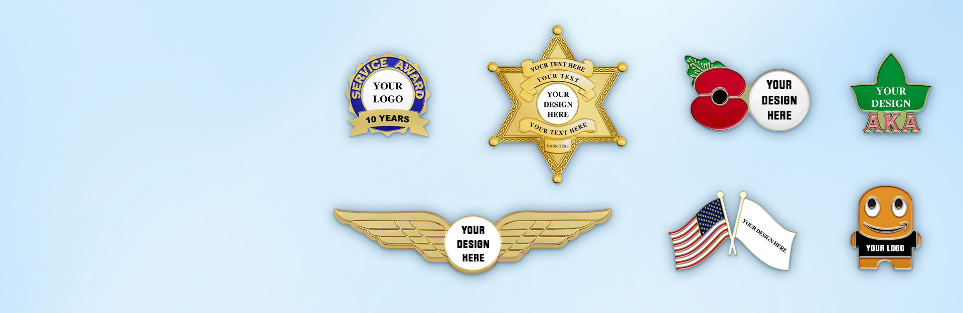 custom metal enamel pins service awards,pilot wing pins, police badge, poppy pins, peccy pins, flag pins