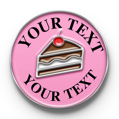 Custom Cute Cake Pin with Your Text