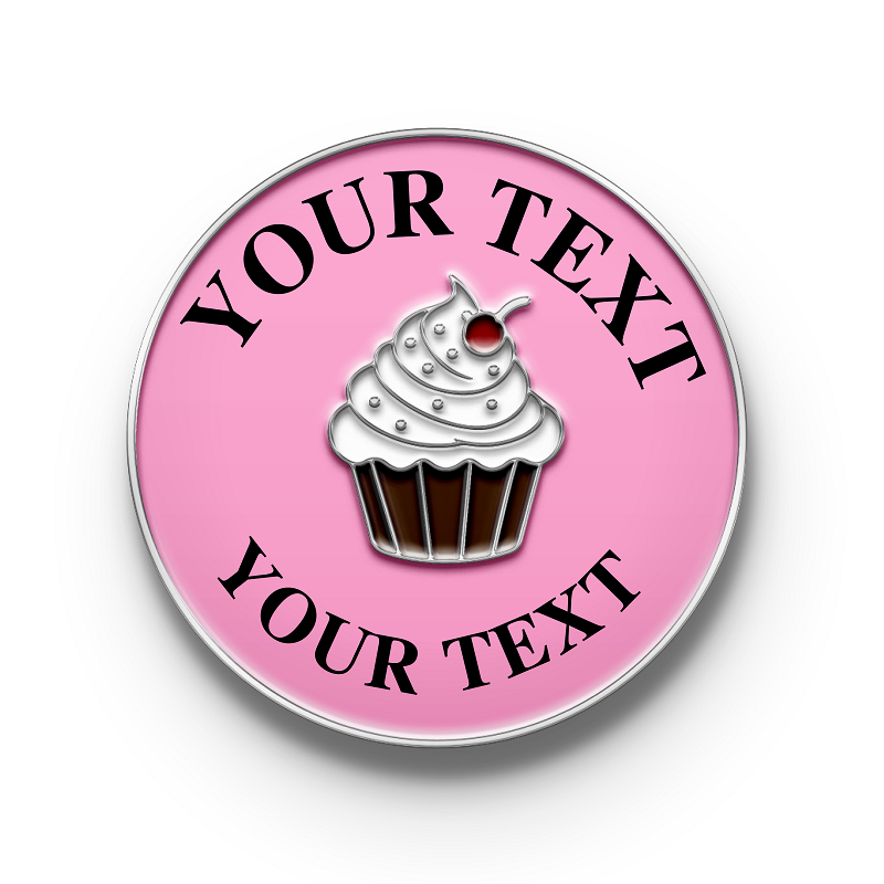 Custom Cute Cup Cake Pin with Your Text