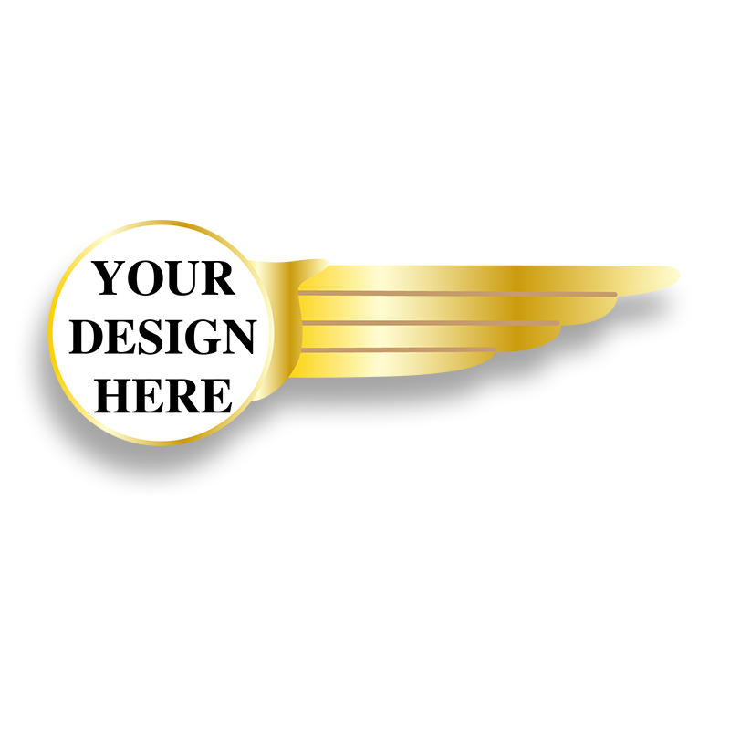 Custom half wing pins -digital printing 1.75 inch