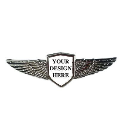 silver plating pilot wing pins front view
