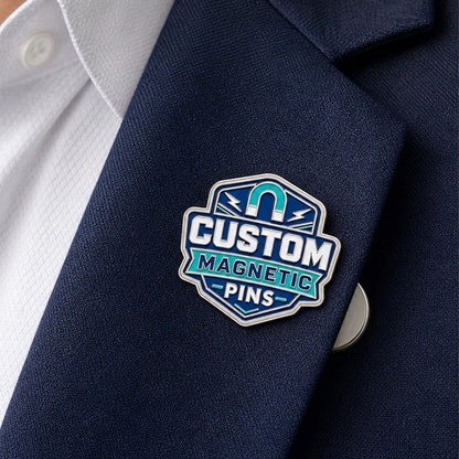 Magnetic pins used on apparel and uniforms for events, teams, organizations, and custom logo presentation