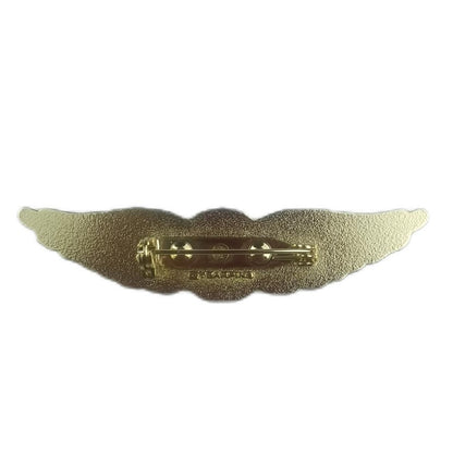 Pilot wing pins badge safety pin back side