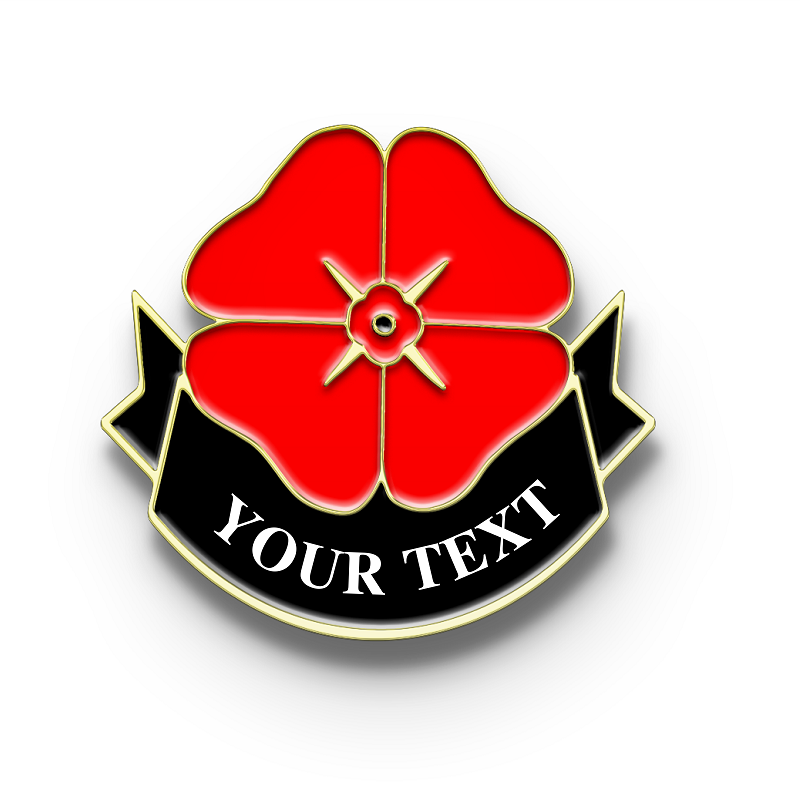 Custom Ribbon Poppy Award Badge with Your Text