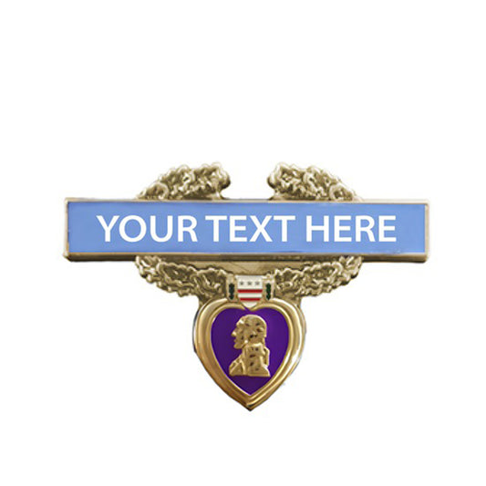 Purple Heart Pins with Custom Top Text