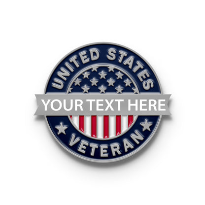 Veteran Pin with Custom Ribbon Text