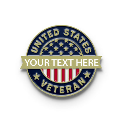 Veteran Pin with Custom Ribbon Text