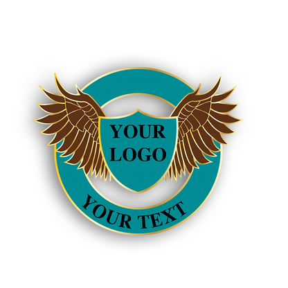 Custom Eagle Wing Shield Pin with Your Logo