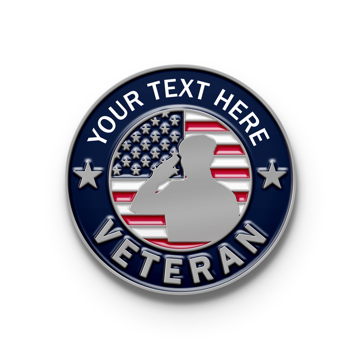 Veteran Pin with Custom Round Text