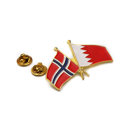 Anstecknadel mit Nationalflaggen von Norwegen und Bahrain