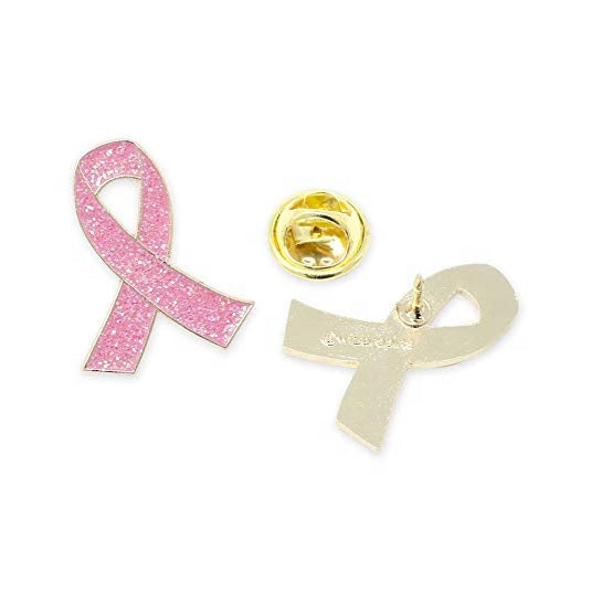 Ribbon Breast Cancer Glitter Enamel Lapel Pins