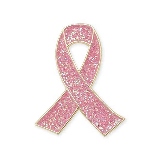 Ribbon Breast Cancer Glitter Enamel Lapel Pins