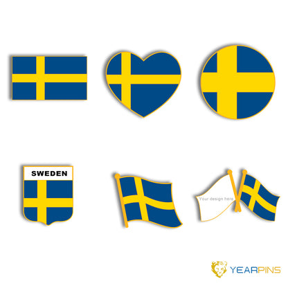 Anstecknadeln mit schwedischer Flagge aus harter Emaille 