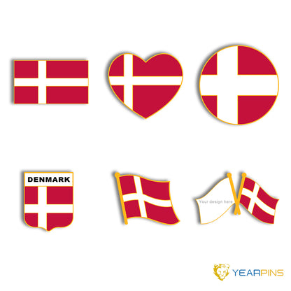 Hard enamel Denmark flag lapel pins