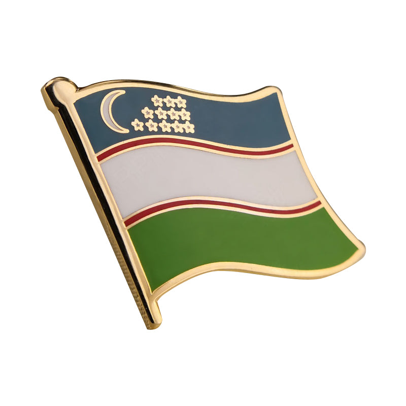 Anstecknadeln mit UZ (Usbekistan)-Flagge aus harter Emaille
