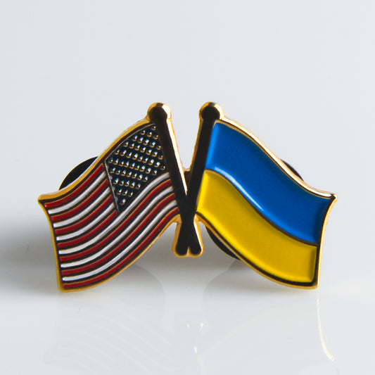 Spille con bandiera dell'amicizia degli Stati Uniti e dell'Ucraina