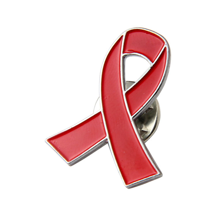 Red awareness ribbon lapel pin