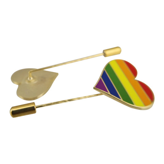 Hard enamel heart shape rainbow stick pins