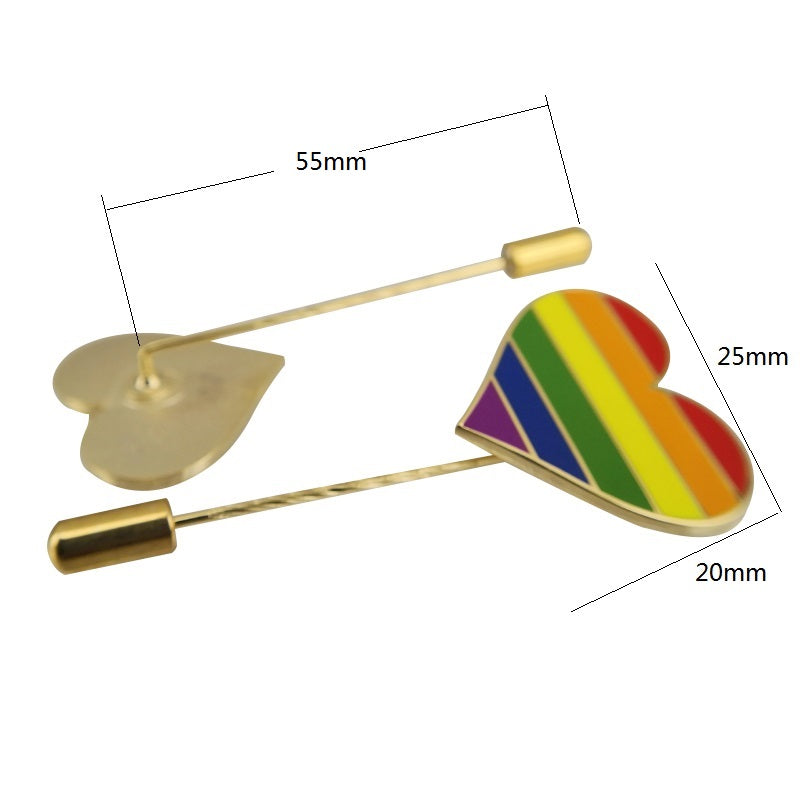 Hard enamel heart shape rainbow stick pins